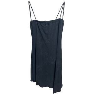 Vintage Rag Black Spaghetti Strap Dress Asymmetrical Shimmer Large